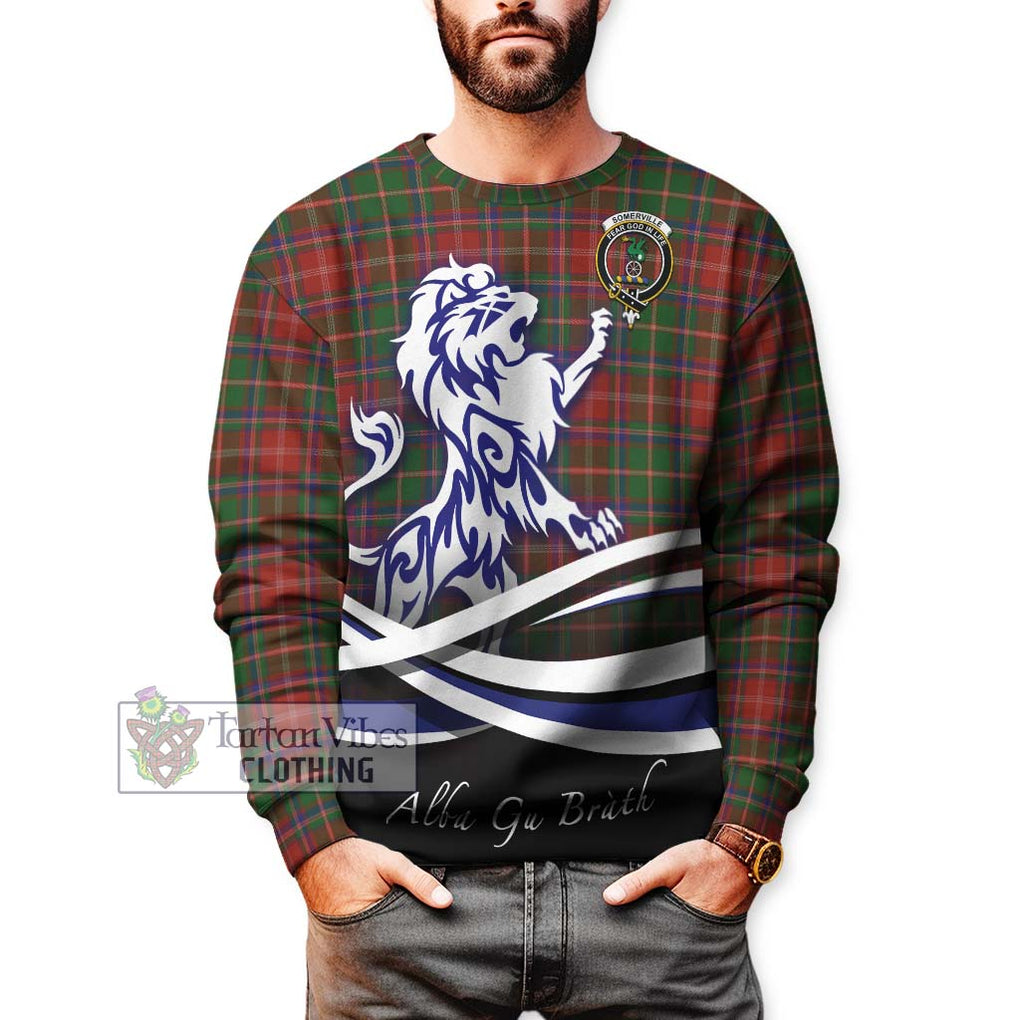 Somerville Tartan Sweatshirt with Alba Gu Brath Regal Lion Emblem Unisex - Tartanvibesclothing Shop