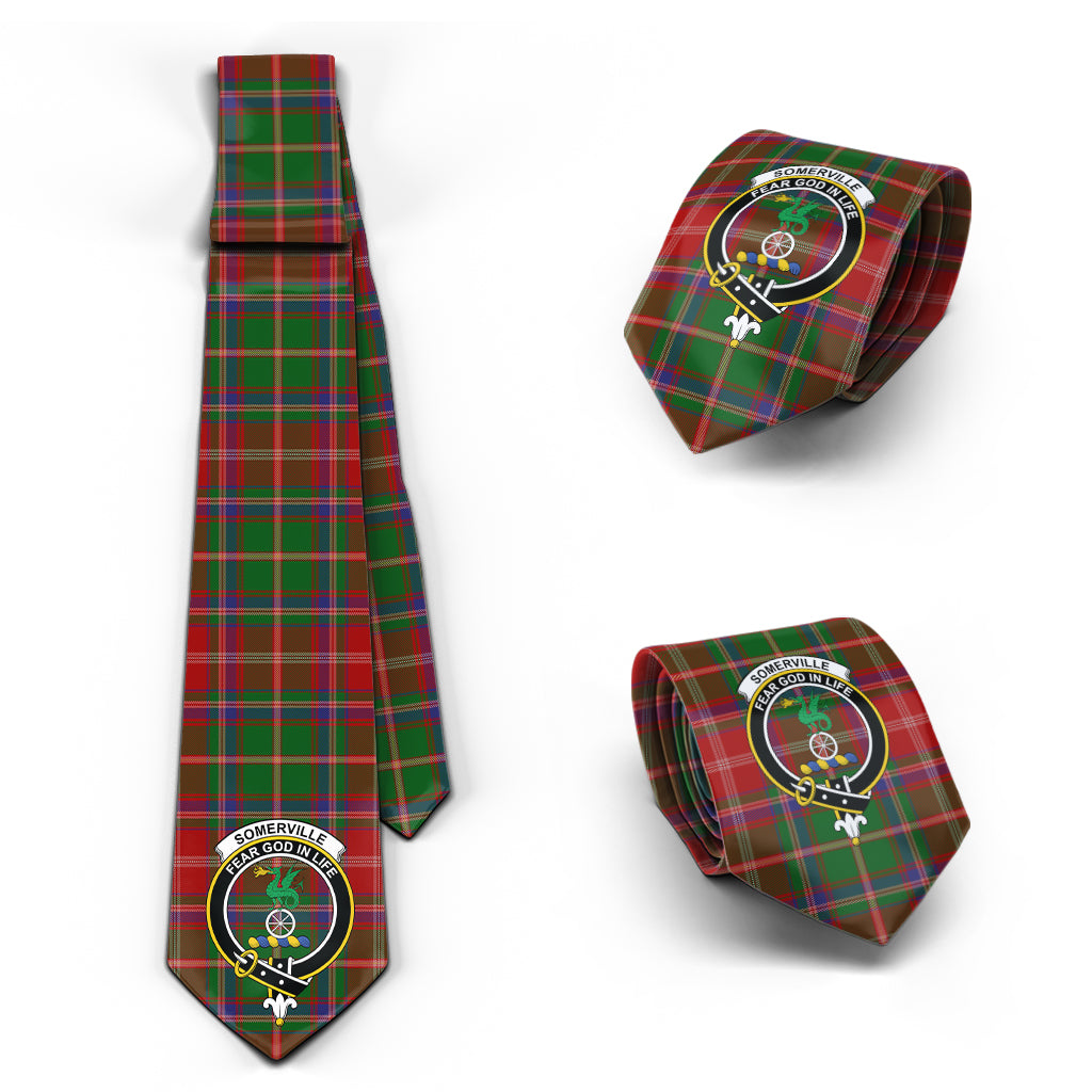 Somerville Tartan Classic Necktie with Family Crest Necktie One Size - Tartan Vibes Clothing