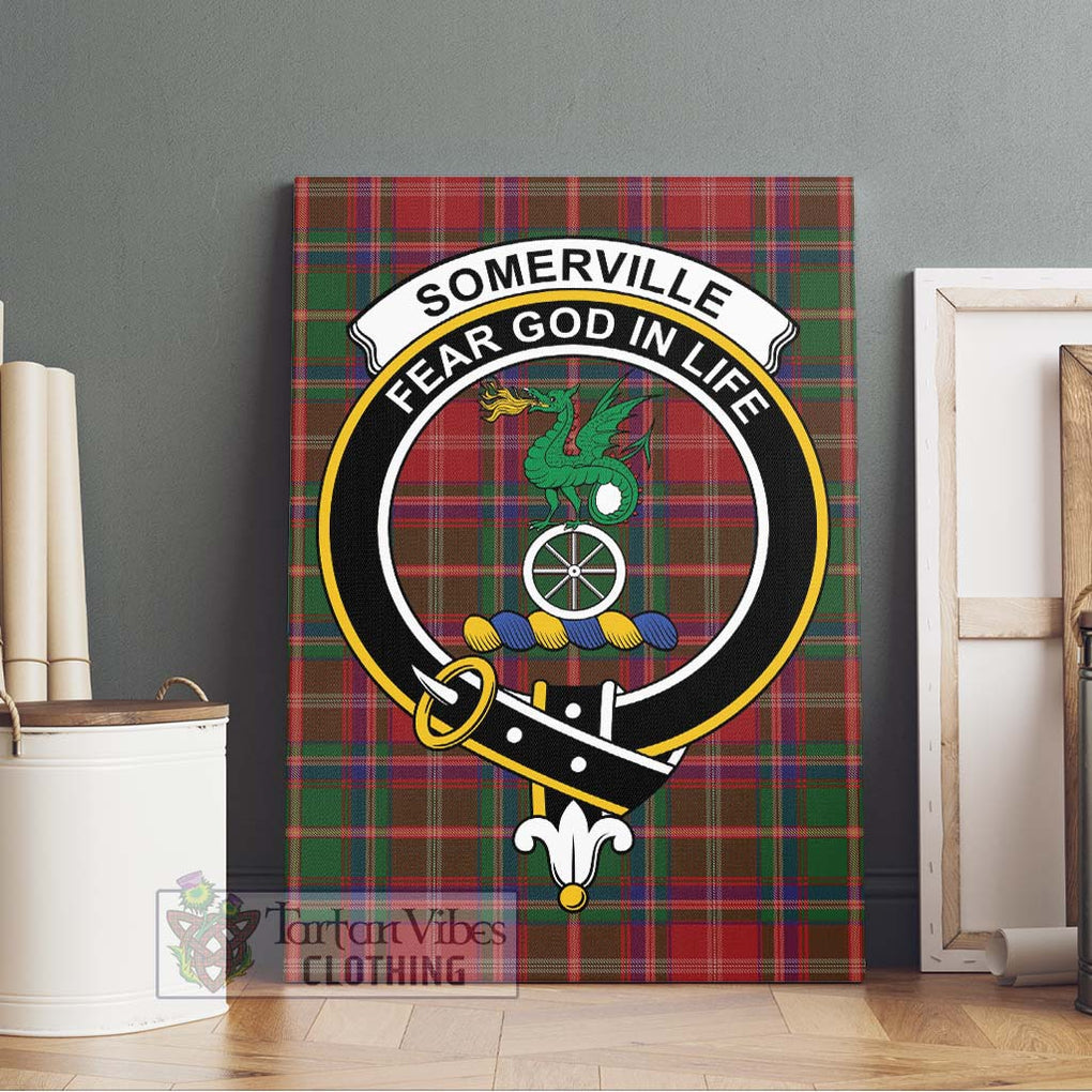 Somerville Tartan Canvas Print Wall Art with Family Crest Without Frame - Tartan Vibes Clothing