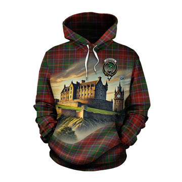 Tartan Vibes Clothing Somerville Tartan Family Crest Cotton Hoodie with Scottish Ancient Castle Style