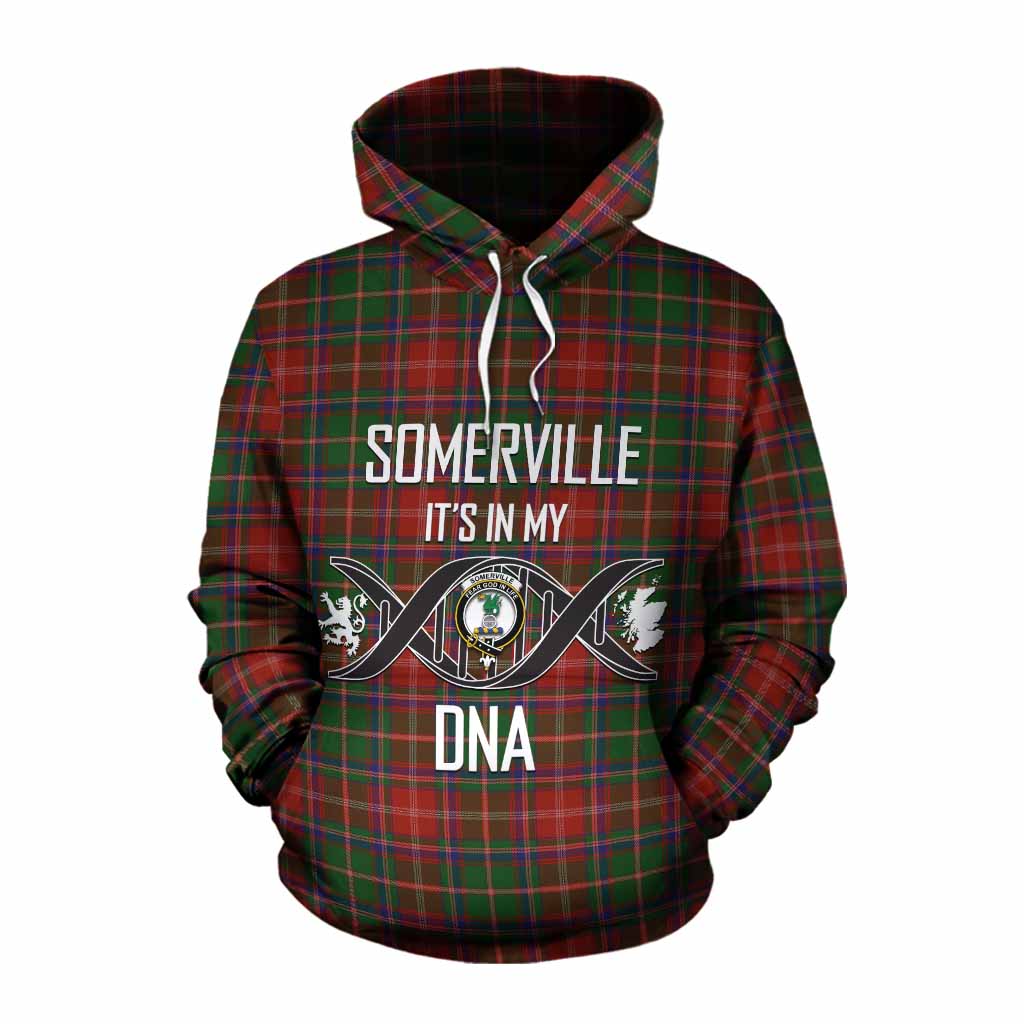 Tartan Vibes Clothing Somerville Tartan Cotton Hoodie with Family Crest DNA In Me Style