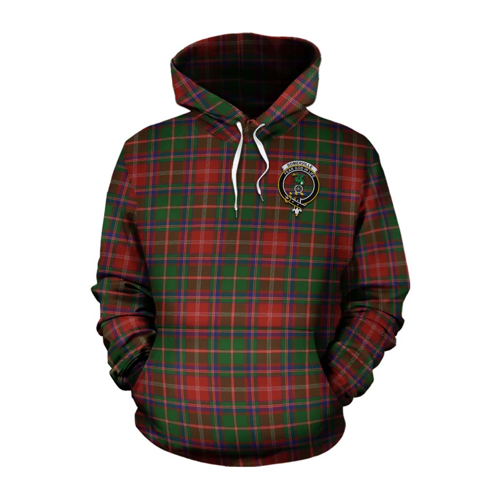 Tartan Vibes Clothing Somerville Tartan Cotton Hoodie with Family Crest Celtic Skull Style