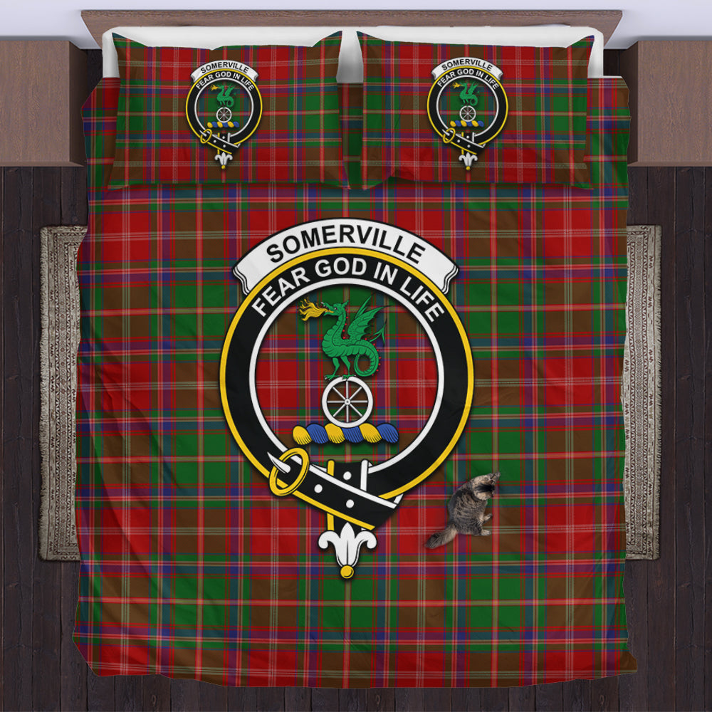 Somerville Tartan Bedding Set with Family Crest US Bedding Set - Tartan Vibes Clothing