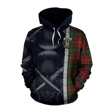 Tartan Vibes Clothing Somerville Tartan Cotton Hoodie with Family Crest Cross Sword Thistle Celtic Vibes