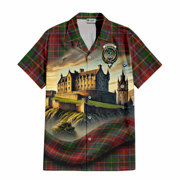 Tartan Vibes Clothing Somerville Tartan Family Crest Short Sleeve Button Shirt with Scottish Ancient Castle Style