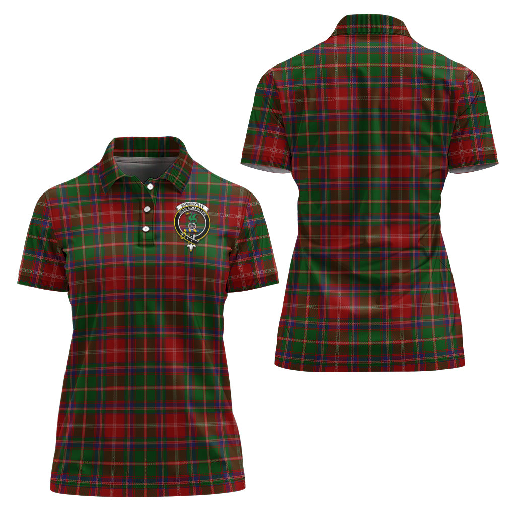 Somerville Tartan Polo Shirt with Family Crest For Women Women - Tartan Vibes Clothing