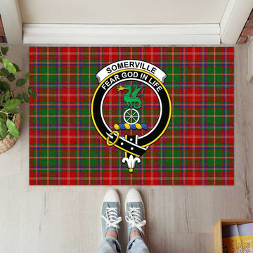 Somerville Tartan Rubber Doormat with Family Crest