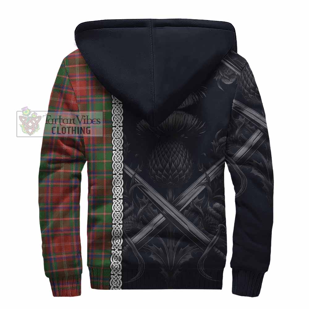 Tartan Vibes Clothing Somerville Tartan Sherpa Hoodie with Family Crest Cross Sword Thistle Celtic Vibes
