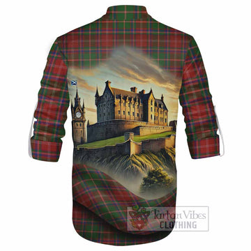 Somerville Tartan Family Crest Ghillie Kilt Shirt with Scottish Ancient Castle Style