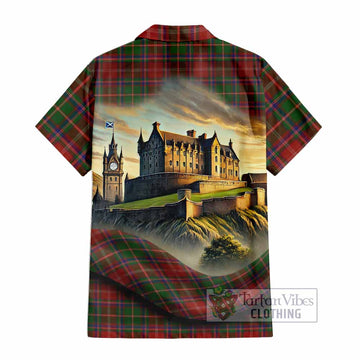 Tartan Vibes Clothing Somerville Tartan Family Crest Short Sleeve Button Shirt with Scottish Ancient Castle Style