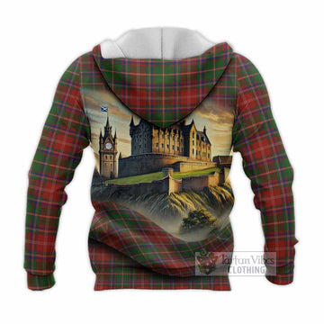 Tartan Vibes Clothing Somerville Tartan Family Crest Knitted Hoodie with Scottish Ancient Castle Style