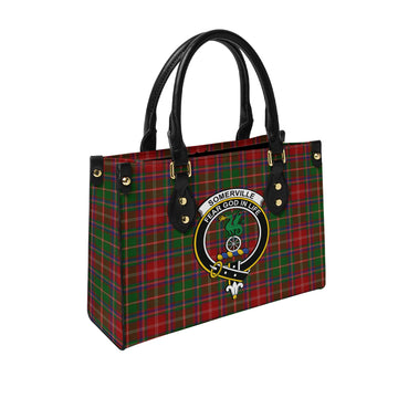 Somerville Tartan Leather Bag with Family Crest