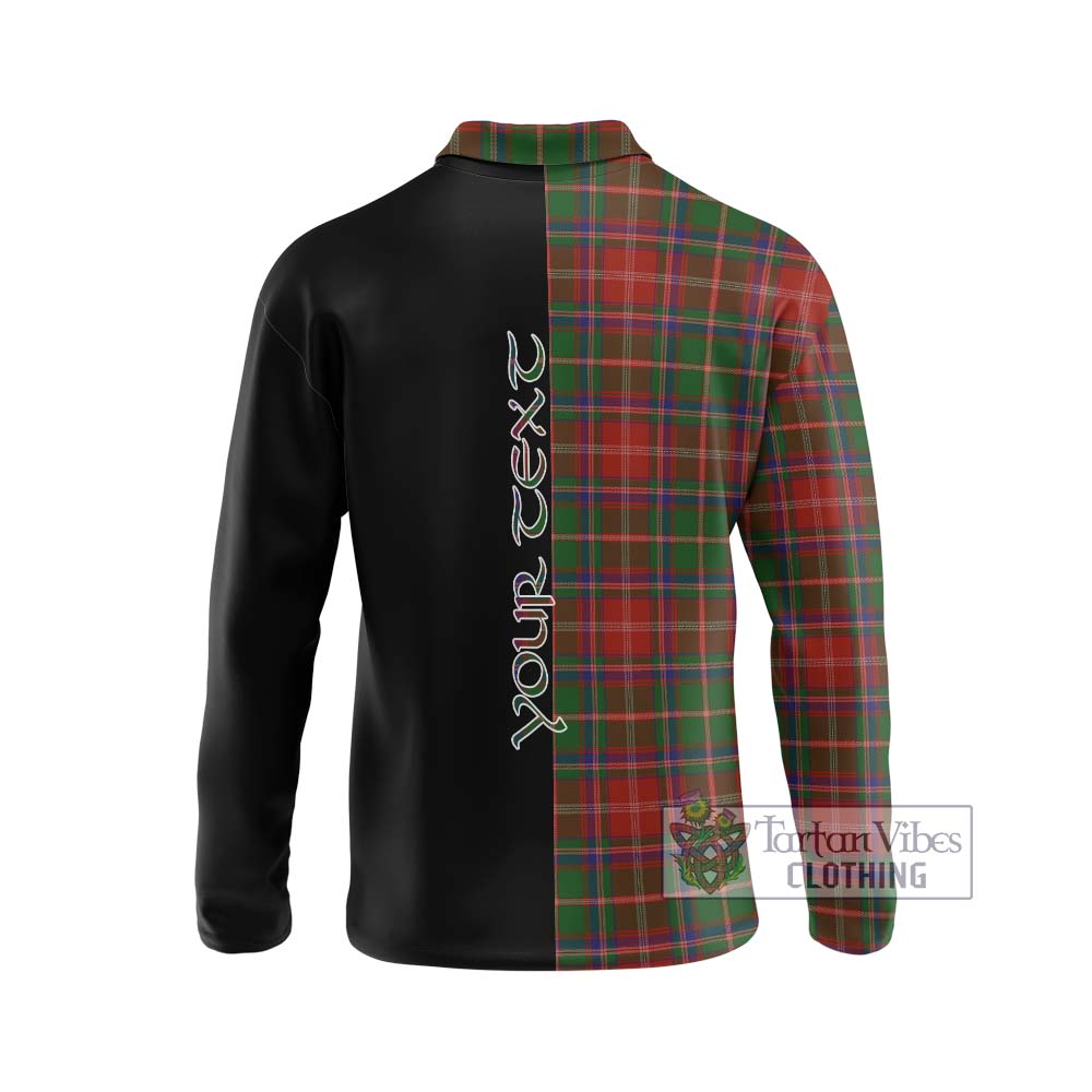 Somerville Tartan Long Sleeve Polo Shirt with Family Crest and Half Of Me Style - Tartanvibesclothing Shop