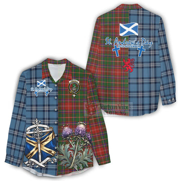 Tartan Vibes Clothing Somerville Tartan Women's Casual Shirt Happy St. Andrew's Day Half Tartan Style