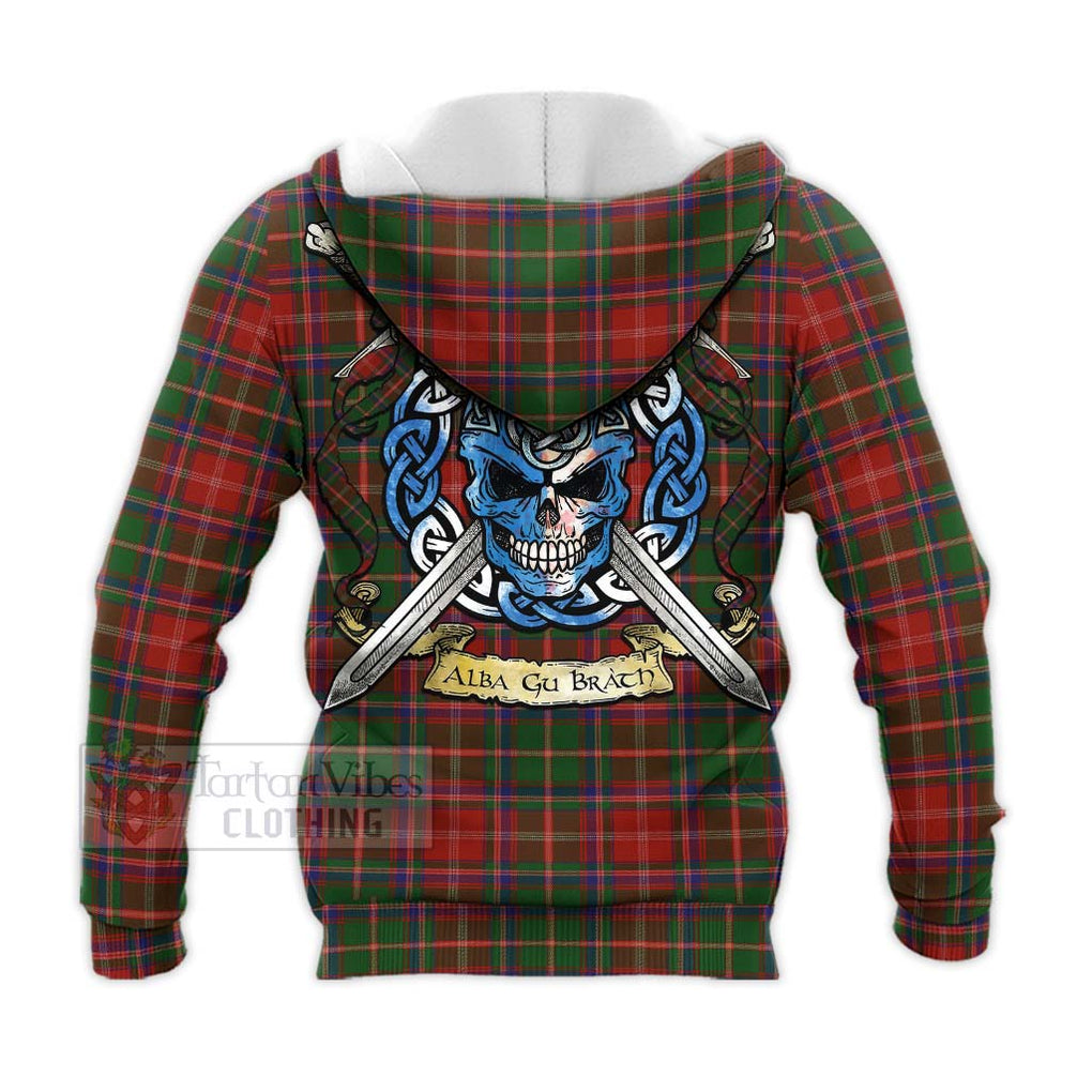 Tartan Vibes Clothing Somerville Tartan Knitted Hoodie with Family Crest Celtic Skull Style