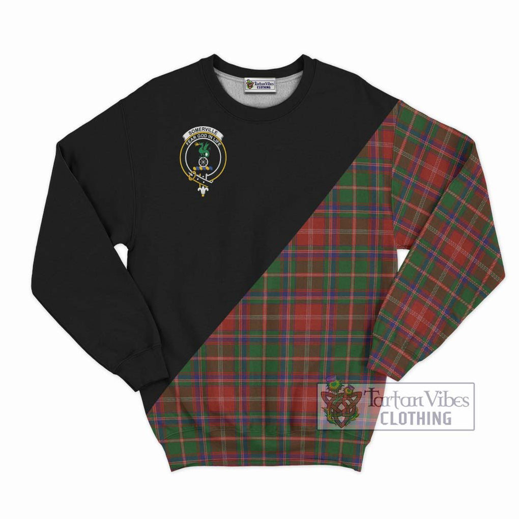 Somerville Tartan Sweatshirt with Family Crest and Military Logo Style - Tartanvibesclothing Shop