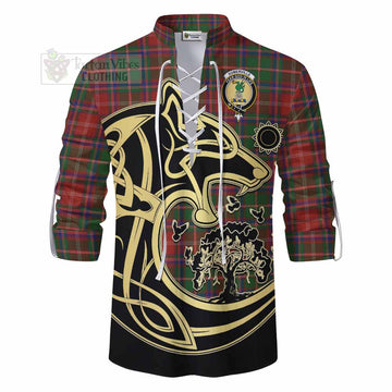 Tartan Vibes Clothing Somerville Tartan Ghillie Kilt Shirt with Family Crest Celtic Wolf Style