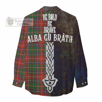 Tartan Vibes Clothing Somerville Tartan Family Crest Women's Casual Shirt Alba Gu Brath Be Brave Lion Ancient Style