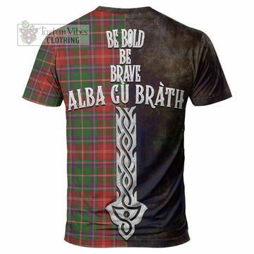 Tartan Vibes Clothing Somerville Tartan Family Crest T-Shirt Alba Gu Brath Be Brave Lion Ancient Style