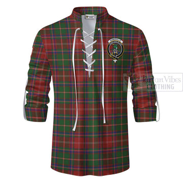 Tartan Vibes Clothing Somerville Tartan Ghillie Kilt Shirt with Family Crest Celtic Skull Style