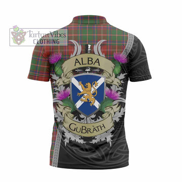 Somerville Tartan Family Crest Zipper Polo Shirt Lion Rampant Royal Thistle Shield Celtic Inspired