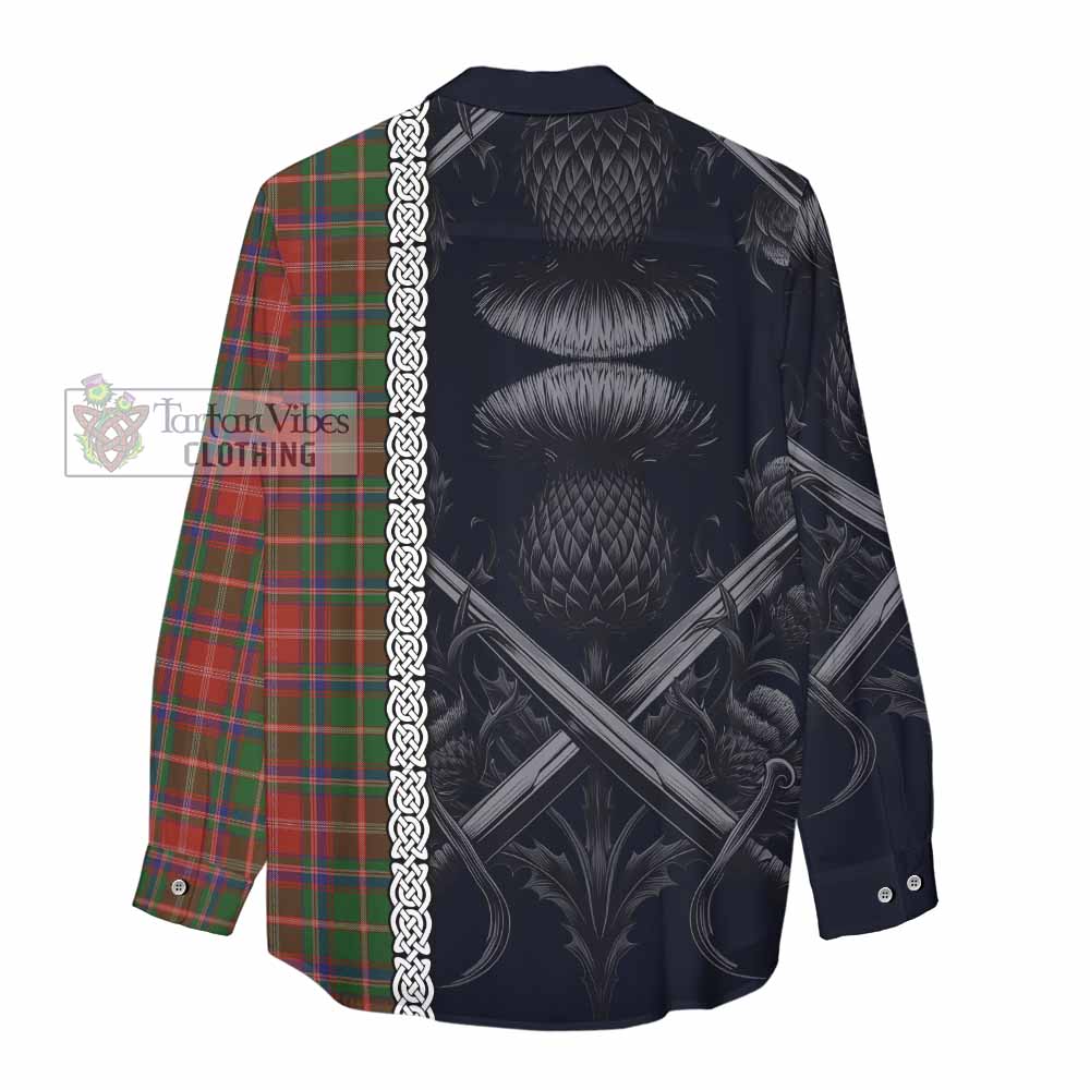 Tartan Vibes Clothing Somerville Tartan Women's Casual Shirt with Family Crest Cross Sword Thistle Celtic Vibes