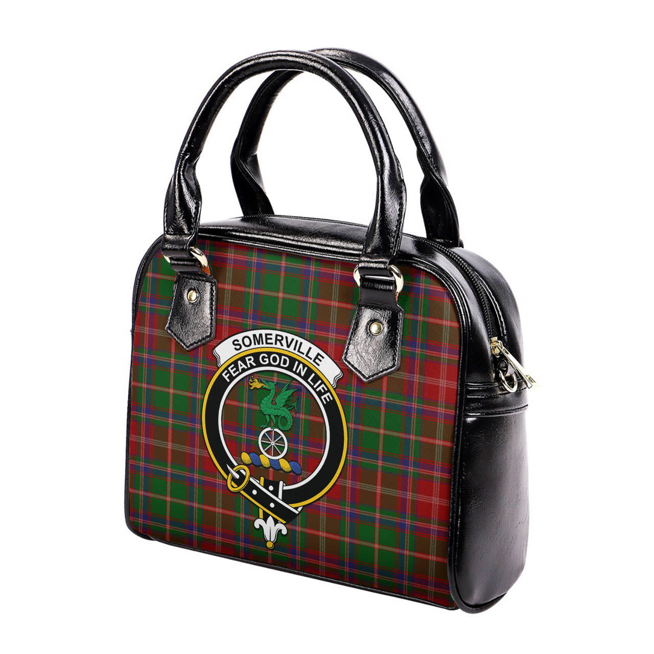 Somerville Tartan Shoulder Handbags with Family Crest - Tartanvibesclothing