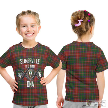 Somerville Tartan Kid T-Shirt with Family Crest DNA In Me Style - Tartanvibesclothing Shop