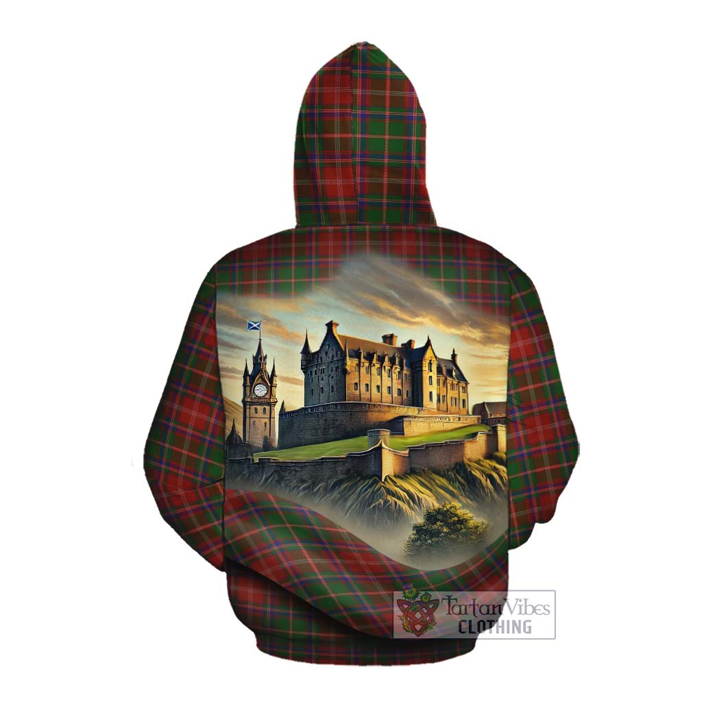 Tartan Vibes Clothing Somerville Tartan Family Crest Cotton Hoodie with Scottish Ancient Castle Style
