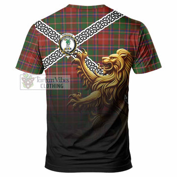 Tartan Vibes Clothing Somerville Crest Tartan T-Shirt with Golden Lion Emblem Celtic Style