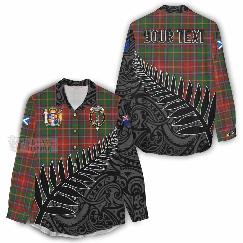 Tartan Vibes Clothing Somerville Crest Tartan Women's Casual Shirt with New Zealand Silver Fern Half Style