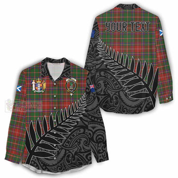 Tartan Vibes Clothing Somerville Crest Tartan Women's Casual Shirt with New Zealand Silver Fern Half Style
