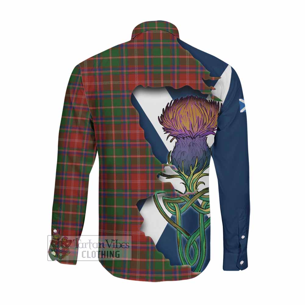 Tartan Vibes Clothing Somerville Tartan Family Crest Long Sleeve Button Shirt Scottish Thistle Celtic Inspired