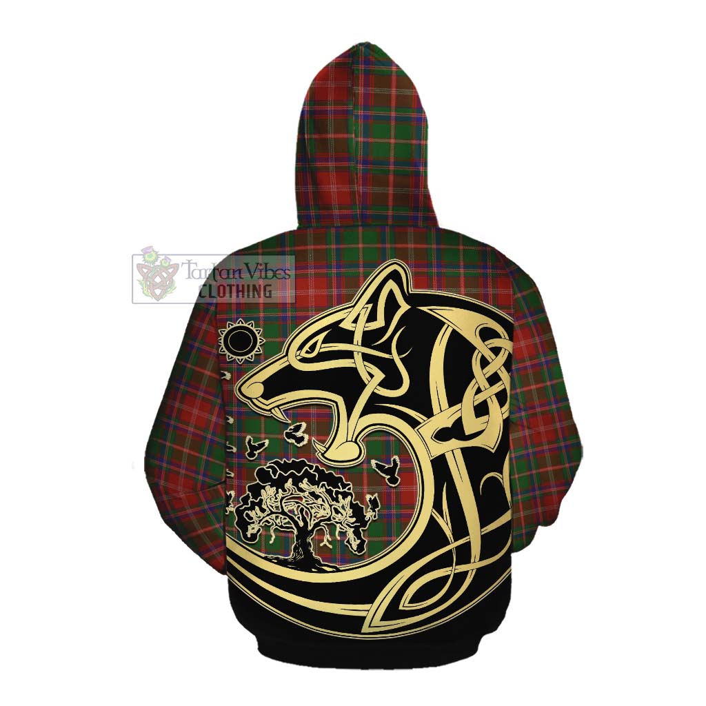 Tartan Vibes Clothing Somerville Tartan Cotton Hoodie with Family Crest Celtic Wolf Style