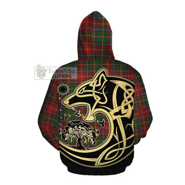Tartan Vibes Clothing Somerville Tartan Cotton Hoodie with Family Crest Celtic Wolf Style