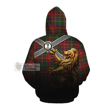 Somerville Crest Tartan Cotton Hoodie with Golden Lion Emblem Celtic Style