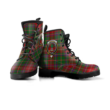 Somerville Tartan Leather Boots with Family Crest