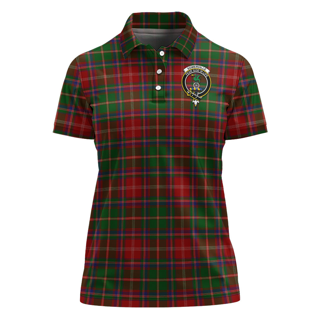 Somerville Tartan Polo Shirt with Family Crest For Women - Tartan Vibes Clothing