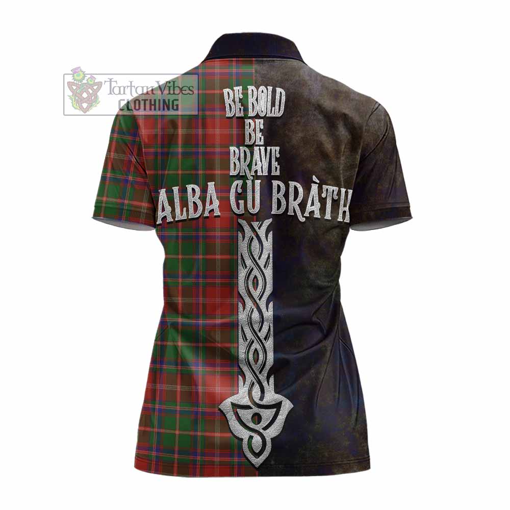 Tartan Vibes Clothing Somerville Tartan Family Crest Women's Polo Shirt Alba Gu Brath Be Brave Lion Ancient Style