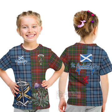 Tartan Vibes Clothing Somerville Tartan Kid T-Shirt Happy St. Andrew's Day Half Tartan Style