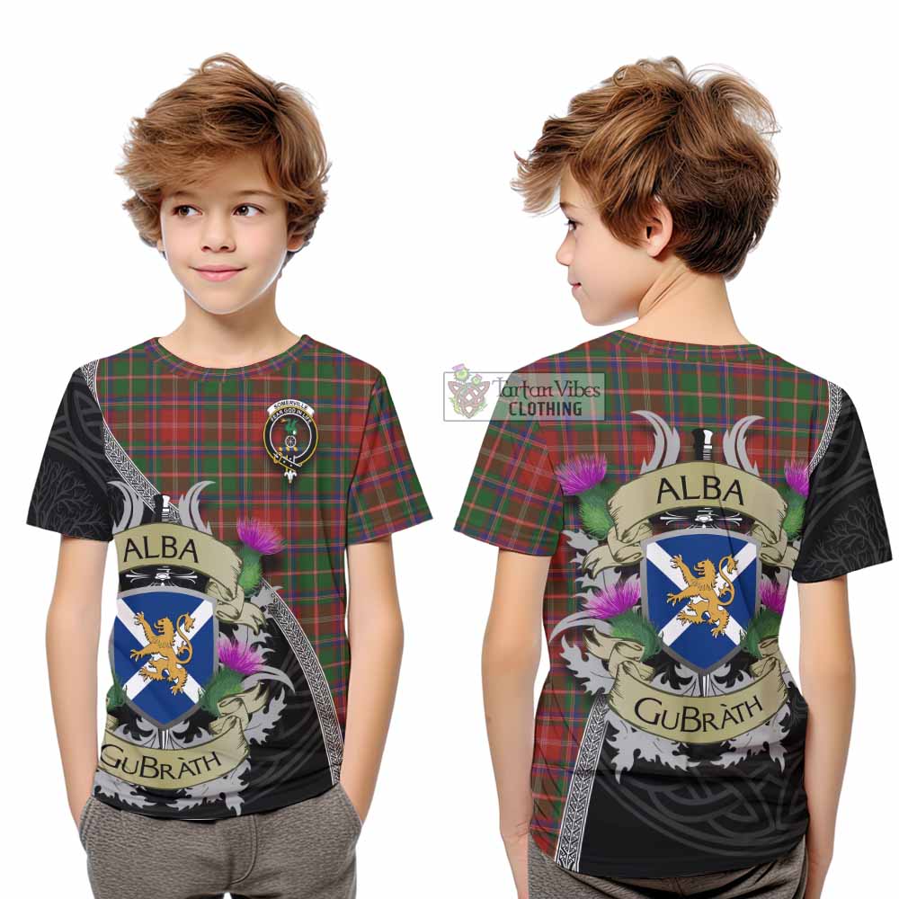 Tartan Vibes Clothing Somerville Tartan Family Crest Kid T-Shirt Lion Rampant Royal Thistle Shield Celtic Inspired
