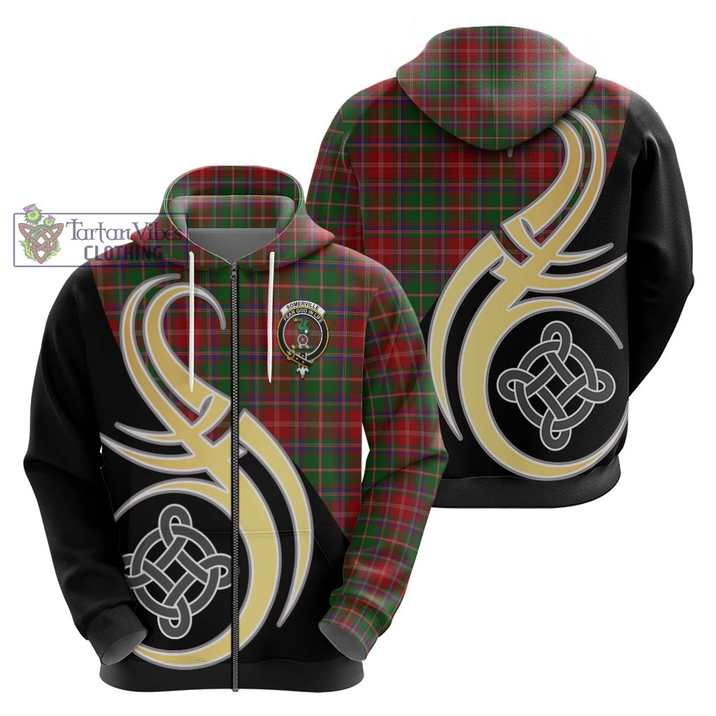 Somerville Tartan Hoodie with Family Crest and Celtic Symbol Style - Tartan Vibes Clothing