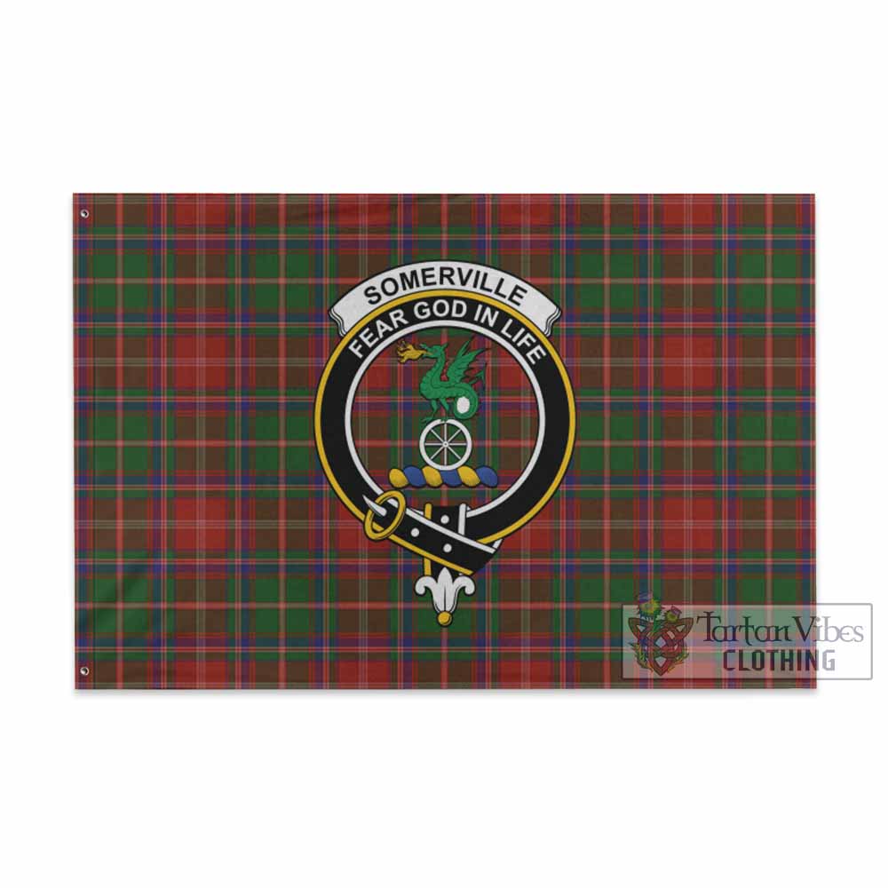 Tartan Vibes Clothing Somerville Tartan House Flag with Family Crest