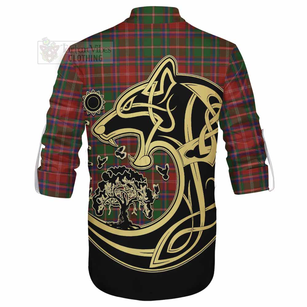 Tartan Vibes Clothing Somerville Tartan Ghillie Kilt Shirt with Family Crest Celtic Wolf Style