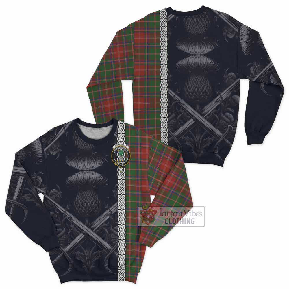 Tartan Vibes Clothing Somerville Tartan Sweatshirt with Family Crest Cross Sword Thistle Celtic Vibes