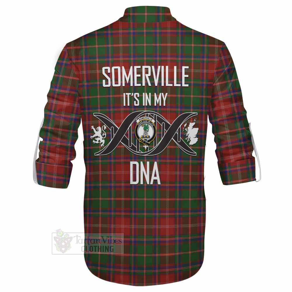 Tartan Vibes Clothing Somerville Tartan Ghillie Kilt Shirt with Family Crest DNA In Me Style