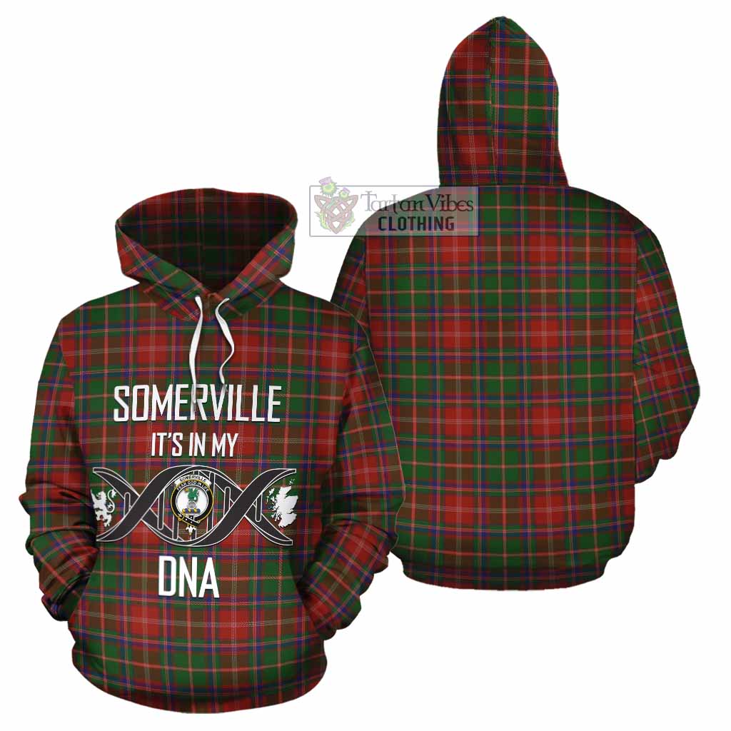Tartan Vibes Clothing Somerville Tartan Cotton Hoodie with Family Crest DNA In Me Style