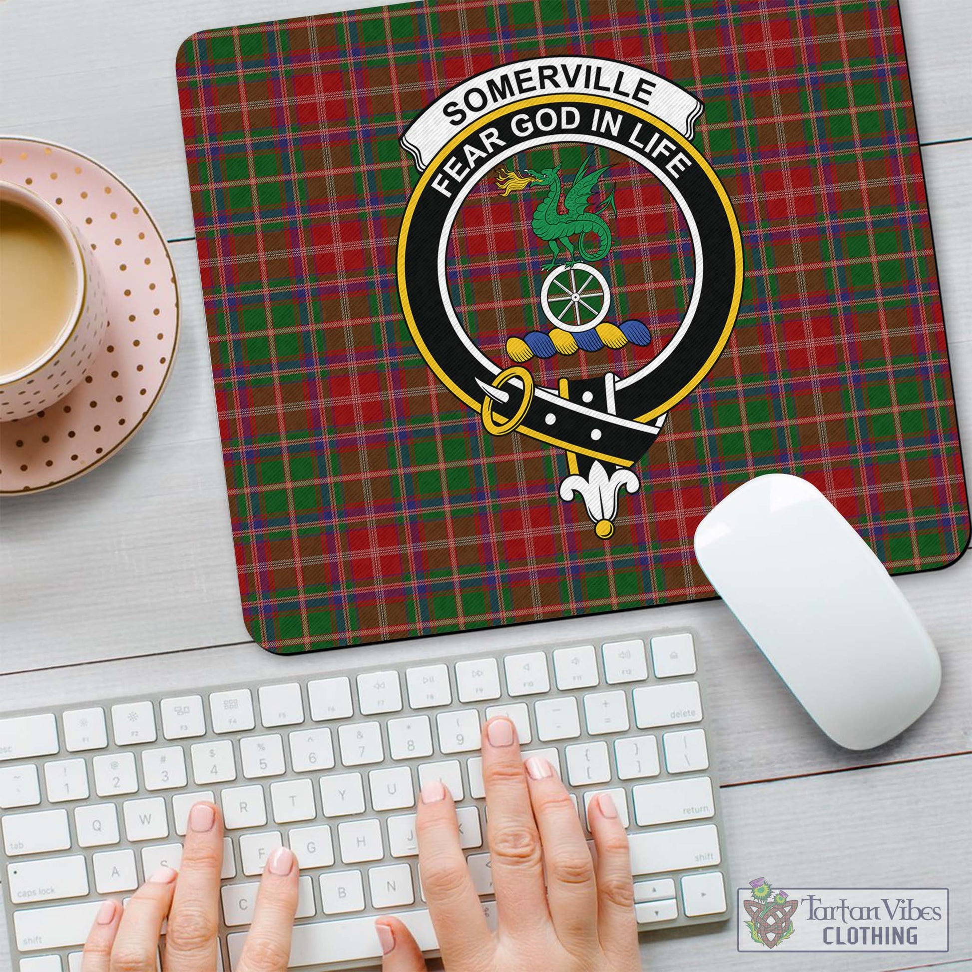 Tartan Vibes Clothing Somerville Tartan Mouse Pad with Family Crest