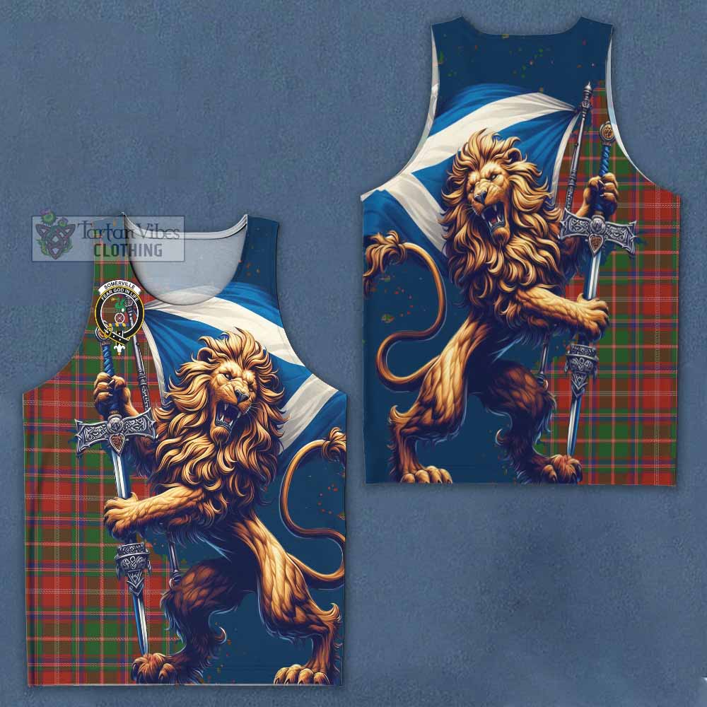 Tartan Vibes Clothing Somerville Tartan Family Crest Men's Tank Top with Scottish Majestic Lion