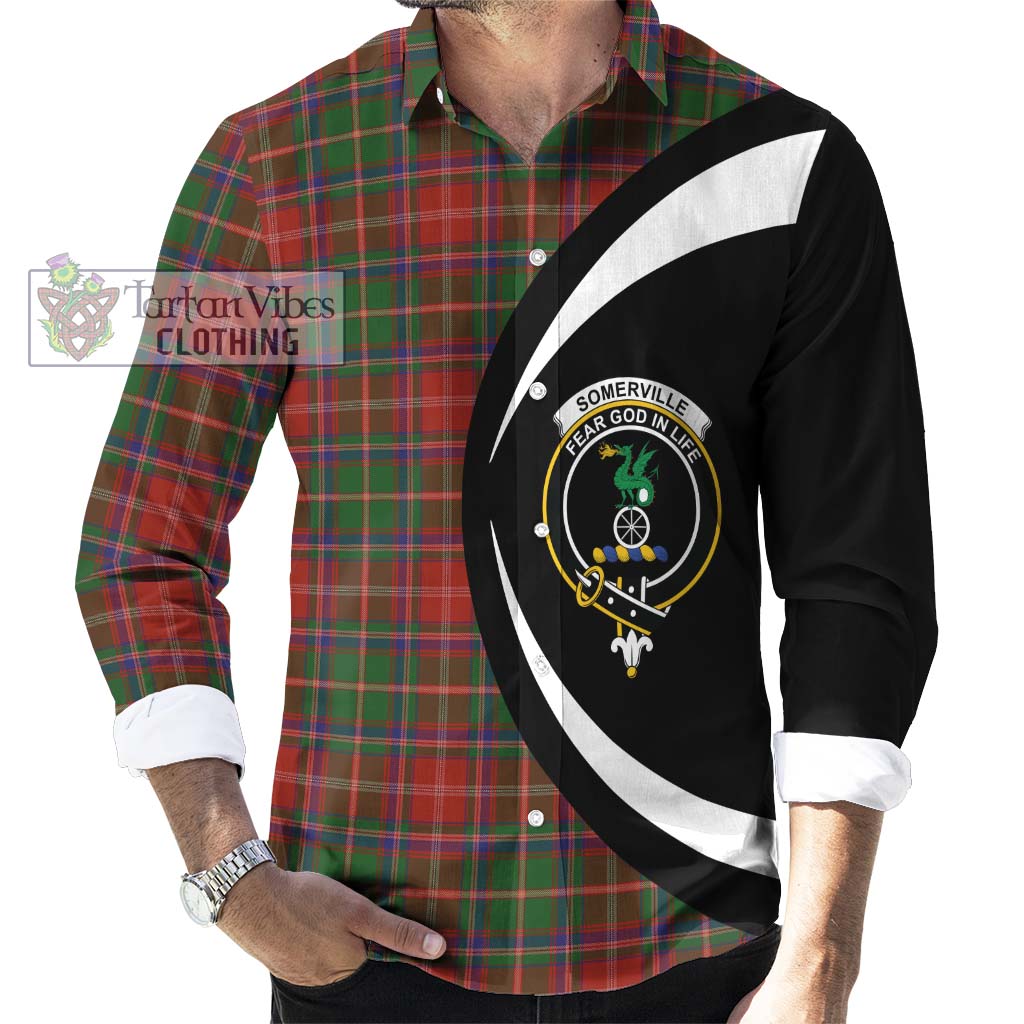 Somerville Tartan Long Sleeve Button Up with Family Crest Circle Style - Tartan Vibes Clothing
